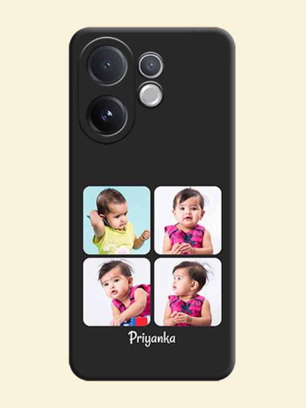 Floral Art with 6 Image Holder on Photo On Space Black Custom Soft Matte Mobile Back Cover - Vivo V60 5G