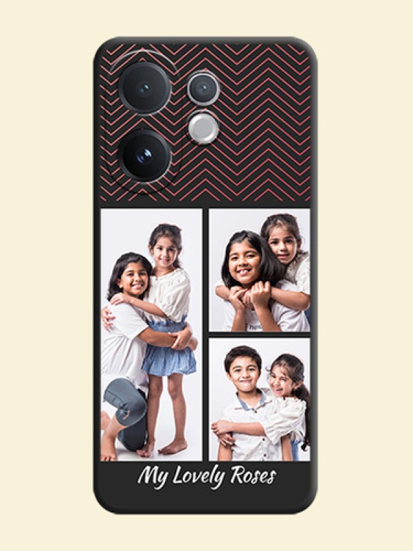 Wave Pattern with 3 Image Holder On Space Black Custom Soft Matte Mobile Back Cover - Vivo V60 5G