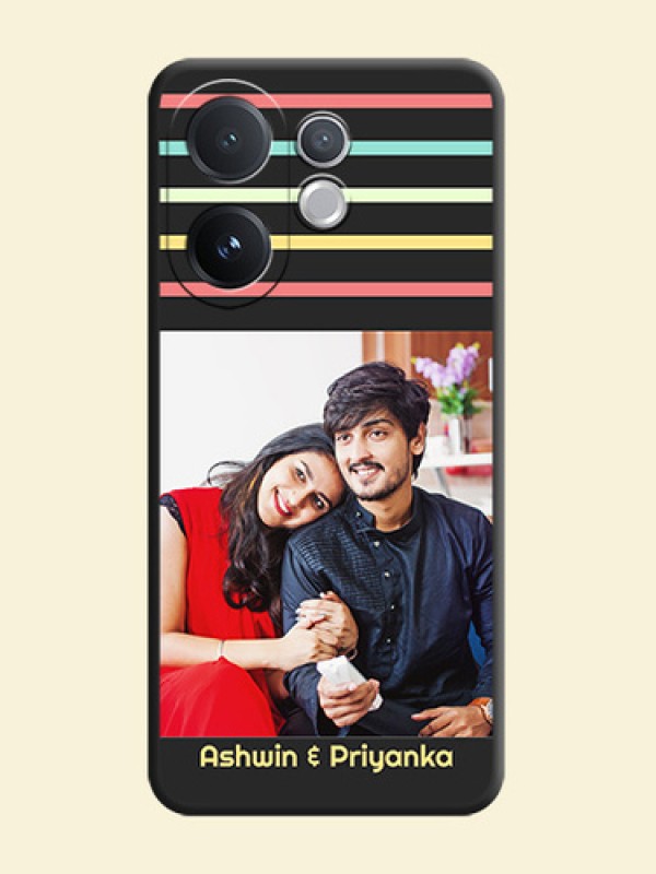 Color Stripes with Photo and Text on Photo On Space Black Custom Soft Matte Mobile Back Cover - Vivo V60 5G