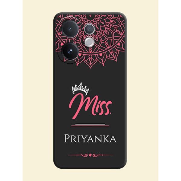 Mrs Name with Floral Design On Space Black Custom Soft Matte Mobile Back Cover - Vivo V60 5G Mrs Name with Floral Design On Space Black Custom Soft Matte Mobile Back Cover - Vivo V60 5G