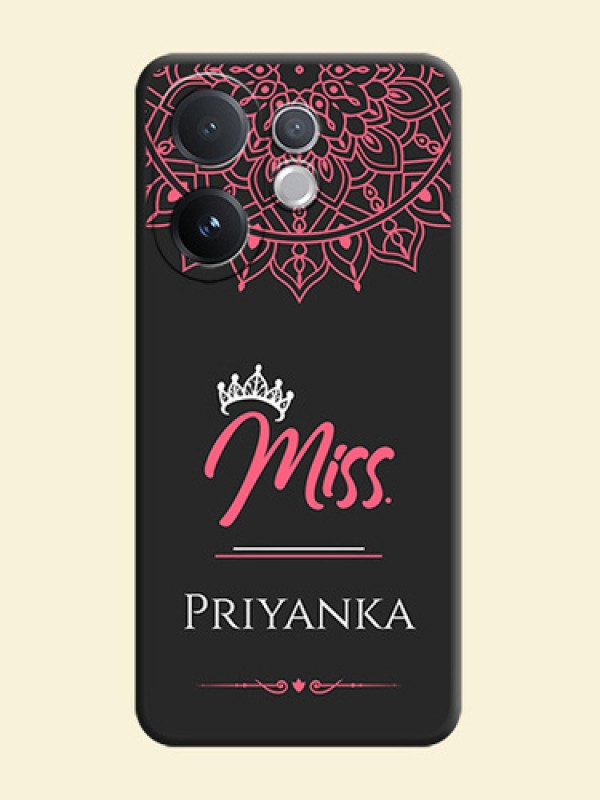 Mrs Name with Floral Design On Space Black Custom Soft Matte Mobile Back Cover - Vivo V60 5G