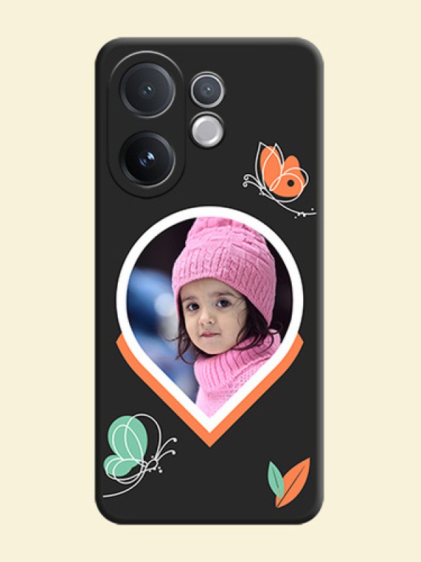Upload Pic With Simple Butterly Design On Space Black Custom Soft Matte Mobile Back Cover - Vivo V60 5G