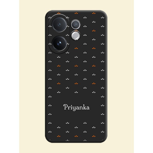 Simple Pattern With Custom Text On Space Black Custom Soft Matte Mobile Back Cover - Vivo V60 5G Simple Pattern With Custom Text On Space Black Custom Soft Matte Mobile Back Cover - Vivo V60 5G
