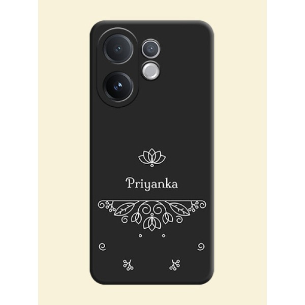 Lotus Garden Custom Text On Space Black Custom Soft Matte Mobile Back Cover - Vivo V60 5G Lotus Garden Custom Text On Space Black Custom Soft Matte Mobile Back Cover - Vivo V60 5G