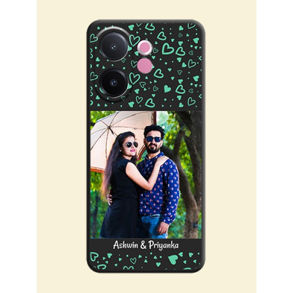Sea Green Indefinite Love Pattern on Photo On Space Black Custom Soft Matte Mobile Back Cover - Vivo V60e 5G Sea Green Indefinite Love Pattern on Photo On Space Black Custom Soft Matte Mobile Back Cover - Vivo V60e 5G
