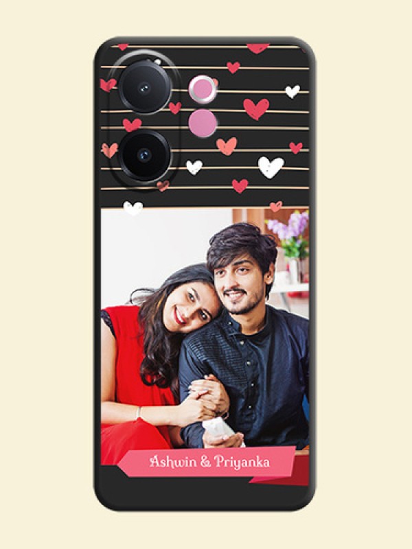 Love Pattern with Name on Pink Ribbon on Photo On Space Black Custom Soft Matte Mobile Back Cover - Vivo V60e 5G