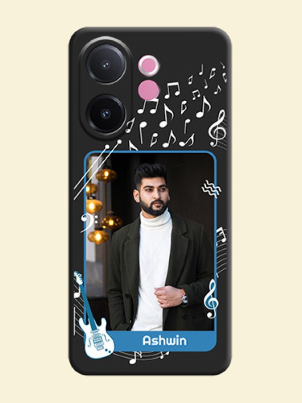 Musical Theme Design with Text on Photo On Space Black Custom Soft Matte Mobile Back Cover - Vivo V60e 5G