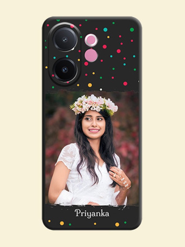 Multicolor Dotted Pattern with Text On Space Black Custom Soft Matte Mobile Back Cover - Vivo V60e 5G