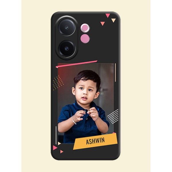 Photo Frame with Triangle Small Dots on Photo On Space Black Custom Soft Matte Mobile Back Cover - Vivo V60e 5G Photo Frame with Triangle Small Dots on Photo On Space Black Custom Soft Matte Mobile Back Cover - Vivo V60e 5G