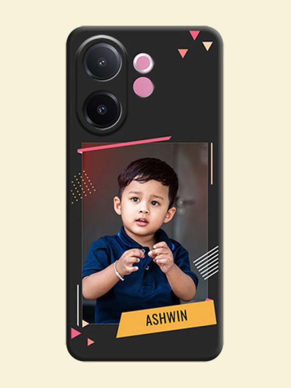 Photo Frame with Triangle Small Dots on Photo On Space Black Custom Soft Matte Mobile Back Cover - Vivo V60e 5G