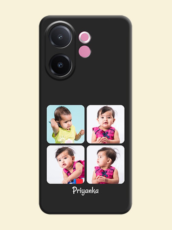Floral Art with 6 Image Holder on Photo On Space Black Custom Soft Matte Mobile Back Cover - Vivo V60e 5G