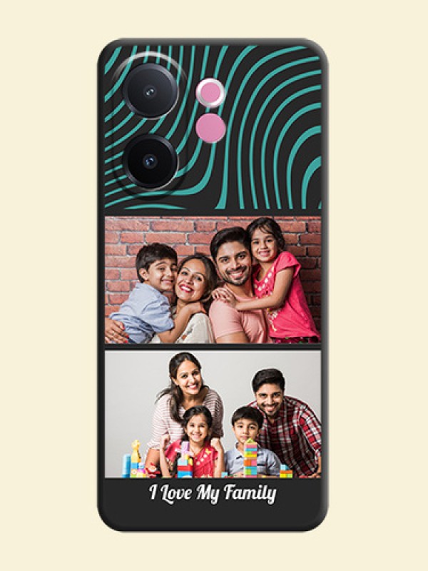 Wave Pattern with 2 Image Holder On Space Black Custom Soft Matte Mobile Back Cover - Vivo V60e 5G