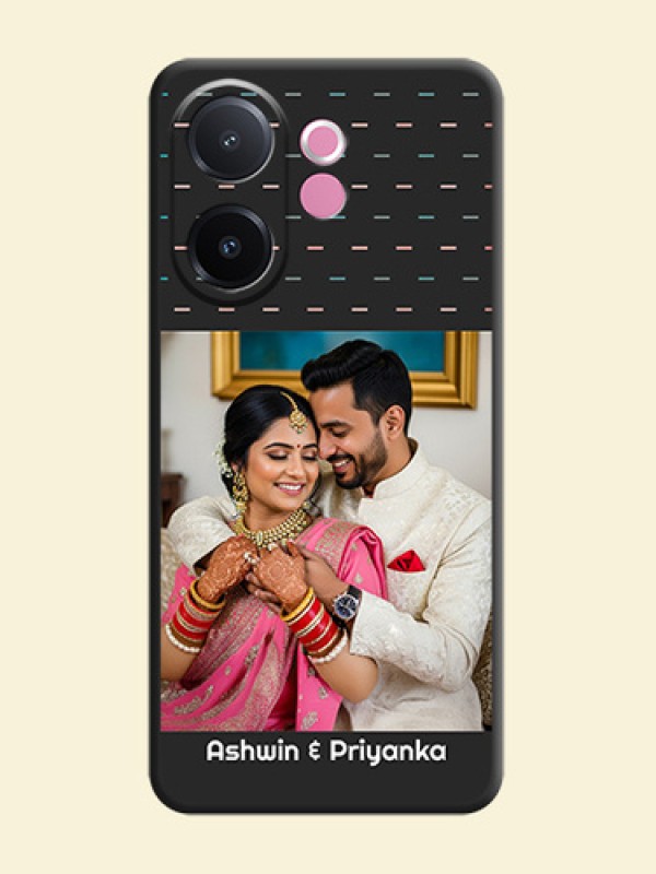 Line Pattern Design with Text On Space Black Custom Soft Matte Mobile Back Cover - Vivo V60e 5G