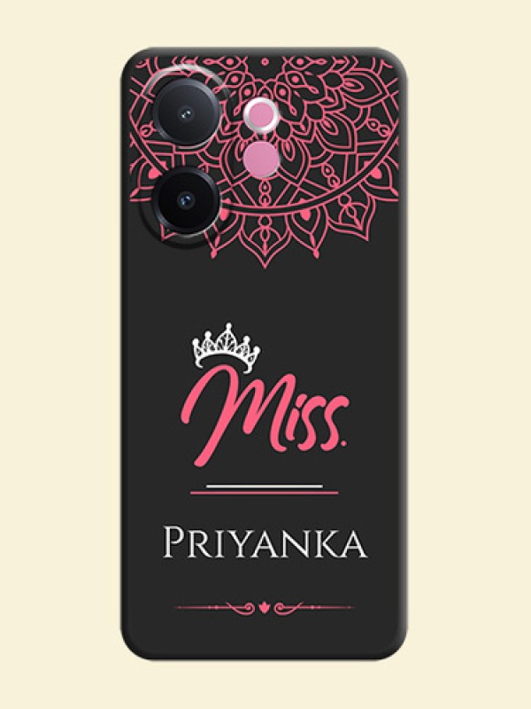 Mrs Name with Floral Design On Space Black Custom Soft Matte Mobile Back Cover - Vivo V60e 5G