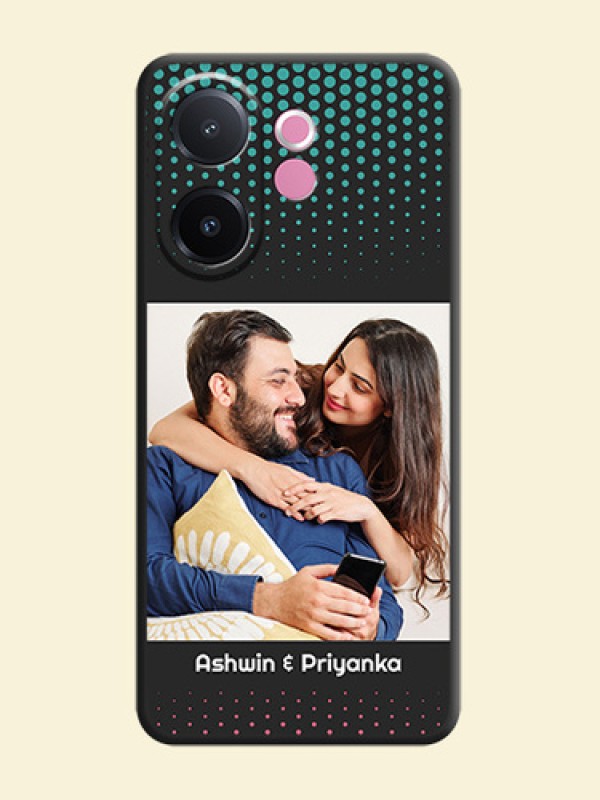 Faded Dots with Grunge Photo Frame and Text On Space Black Custom Soft Matte Mobile Back Cover - Vivo V60e 5G