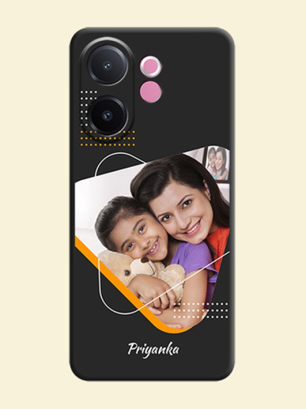 Yellow Triangle on Photo On Space Black Custom Soft Matte Mobile Back Cover - Vivo V60e 5G