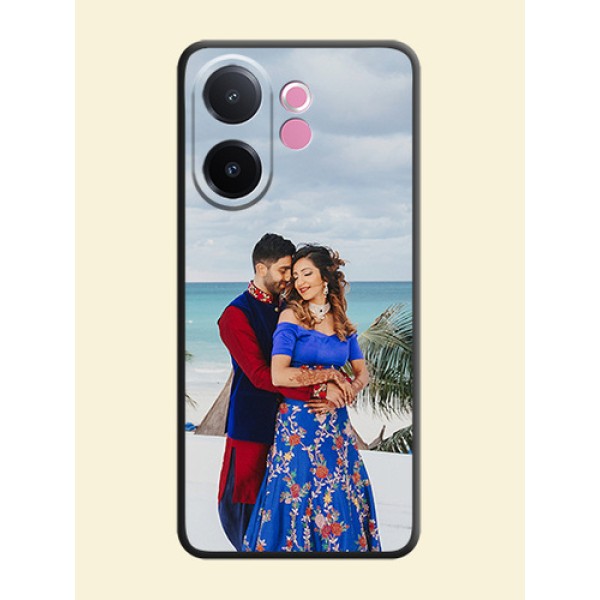 Full Single Pic Upload On Space Black Custom Soft Matte Mobile Back Cover - Vivo V60e 5G Full Single Pic Upload On Space Black Custom Soft Matte Mobile Back Cover - Vivo V60e 5G