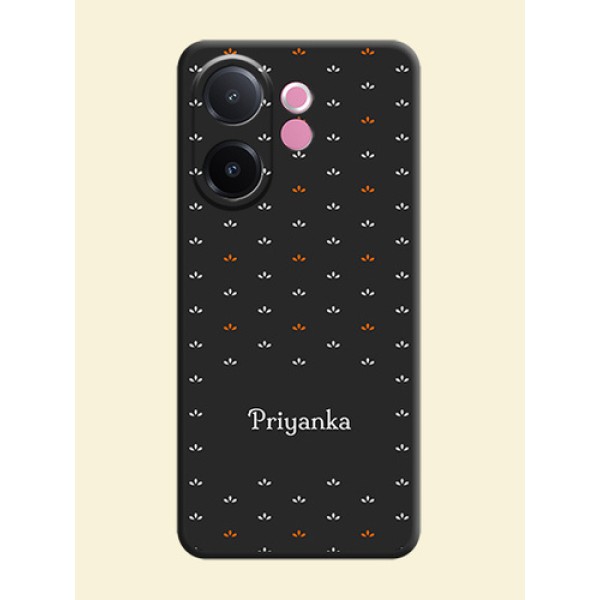 Simple Pattern With Custom Text On Space Black Custom Soft Matte Mobile Back Cover - Vivo V60e 5G Simple Pattern With Custom Text On Space Black Custom Soft Matte Mobile Back Cover - Vivo V60e 5G