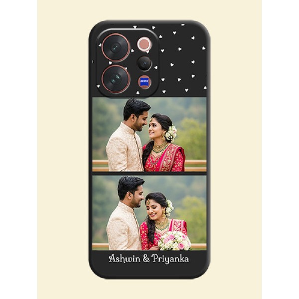 Miniature Love Symbols with Name On Space Black Custom Soft Matte Mobile Back Cover - Vivo V70 5G Miniature Love Symbols with Name On Space Black Custom Soft Matte Mobile Back Cover - Vivo V70 5G