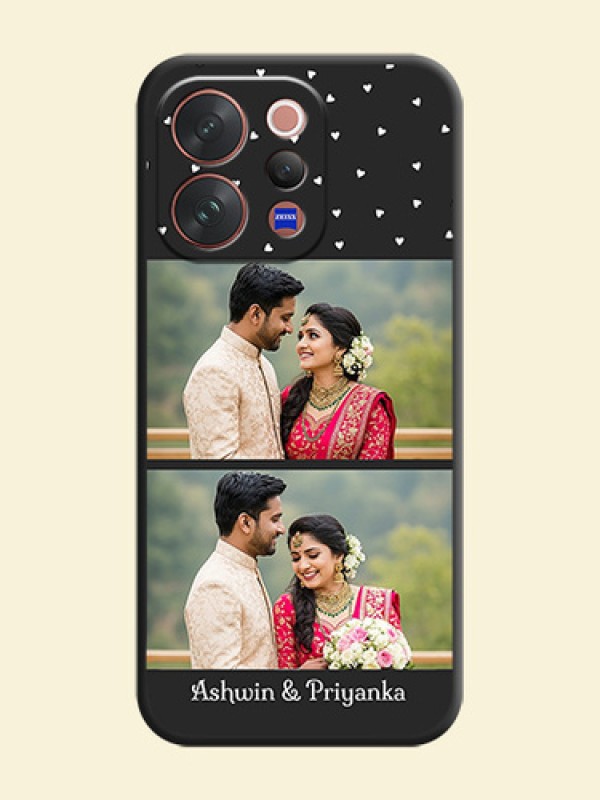 Miniature Love Symbols with Name On Space Black Custom Soft Matte Mobile Back Cover - Vivo V70 5G
