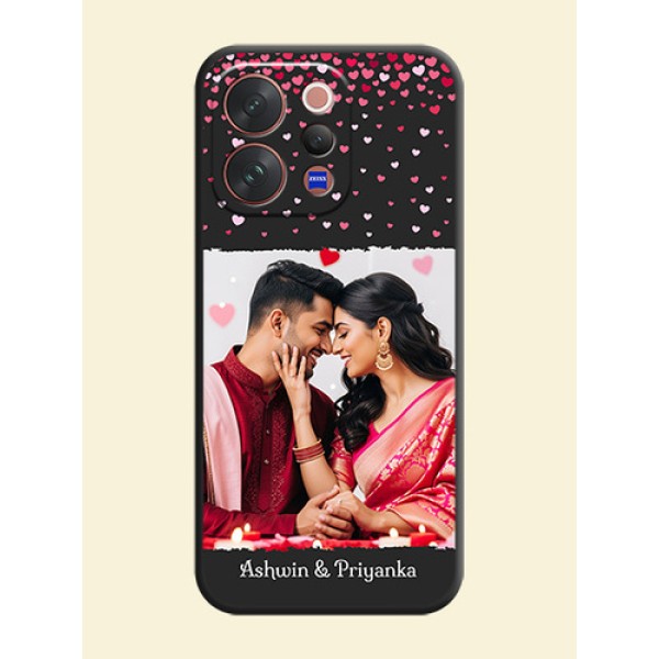 Fall in Love with Your Partner on Photo On Space Black Custom Soft Matte Mobile Back Cover - Vivo V70 5G Fall in Love with Your Partner on Photo On Space Black Custom Soft Matte Mobile Back Cover - Vivo V70 5G
