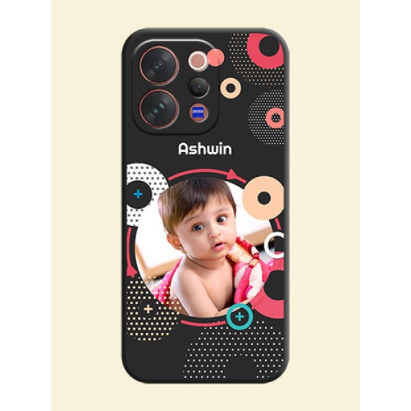 Multicoloured Round Image On Space Black Custom Soft Matte Mobile Back Cover - Vivo V70 5G