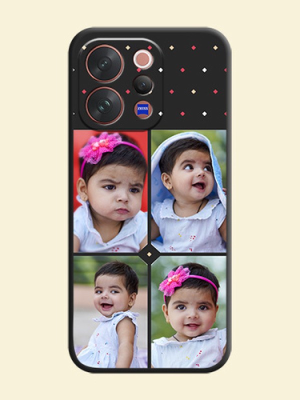 Multicolor Dotted Pattern with 4 Image Holder On Space Black Custom Soft Matte Mobile Back Cover - Vivo V70 5G
