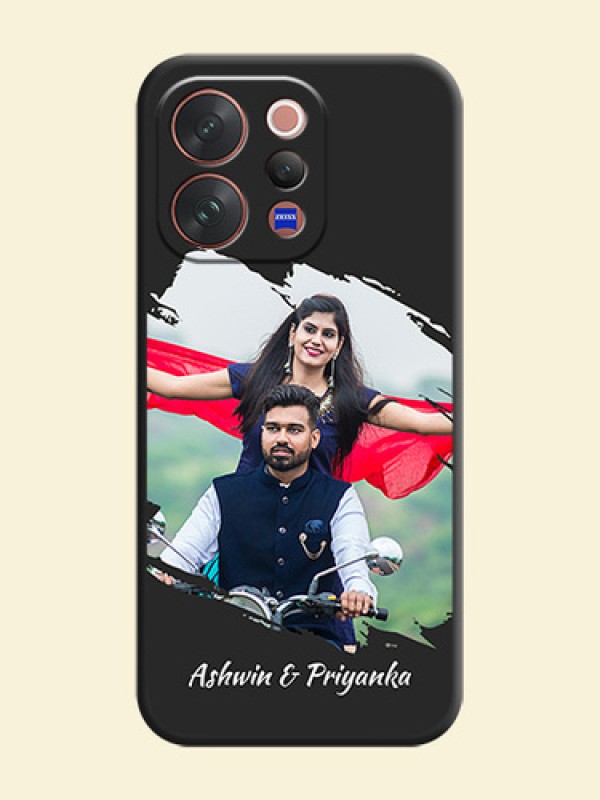 Grunge Brush Strokes on Photo On Space Black Custom Soft Matte Mobile Back Cover - Vivo V70 5G