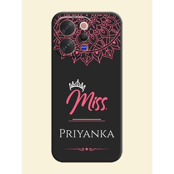 Mrs Name with Floral Design On Space Black Custom Soft Matte Mobile Back Cover - Vivo V70 5G Mrs Name with Floral Design On Space Black Custom Soft Matte Mobile Back Cover - Vivo V70 5G