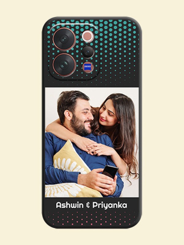 Faded Dots with Grunge Photo Frame and Text On Space Black Custom Soft Matte Mobile Back Cover - Vivo V70 5G