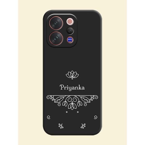 Lotus Garden Custom Text On Space Black Custom Soft Matte Mobile Back Cover - Vivo V70 5G Lotus Garden Custom Text On Space Black Custom Soft Matte Mobile Back Cover - Vivo V70 5G