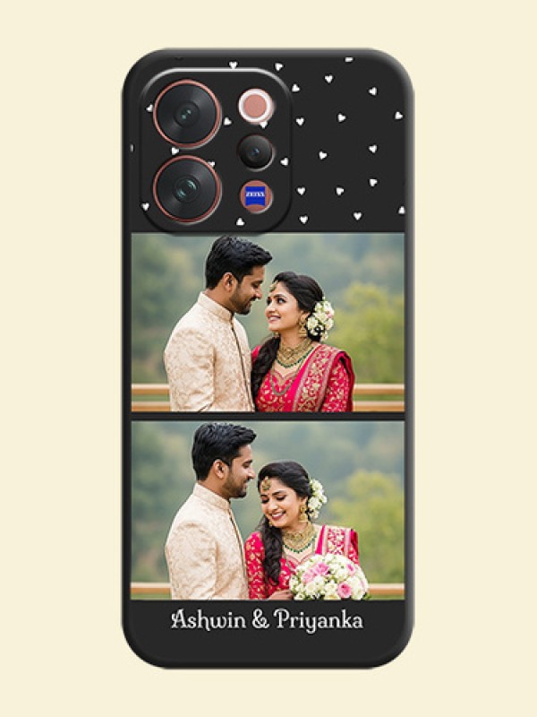 Miniature Love Symbols with Name On Space Black Custom Soft Matte Mobile Back Cover - Vivo V70 Elite 5G