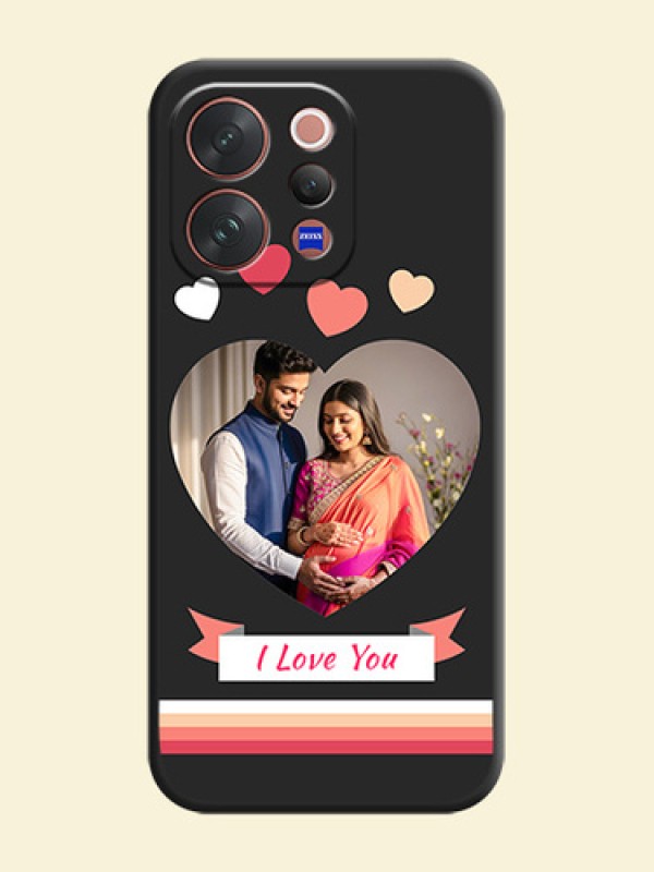Love Shaped Photo with Colorful Stripes On Space Black Custom Soft Matte Mobile Back Cover - Vivo V70 Elite 5G