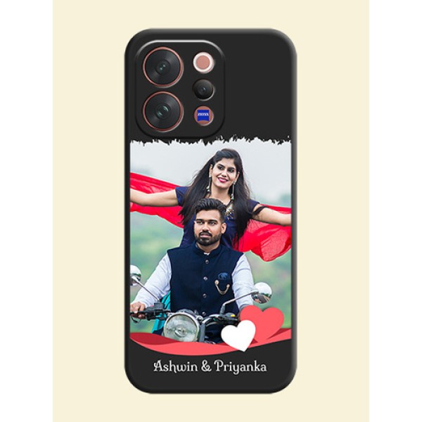 Pin Color Love Shaped Ribbon Design with Text On Space Black Custom Soft Matte Mobile Back Cover - Vivo V70 Elite 5G