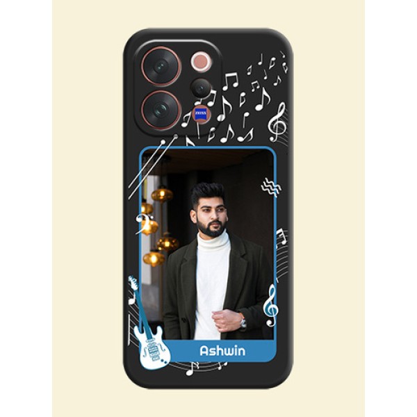 Musical Theme Design with Text on Photo On Space Black Custom Soft Matte Mobile Back Cover - Vivo V70 Elite 5G