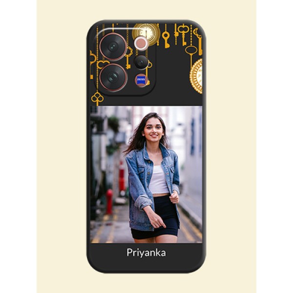 Decorative Design with Text On Space Black Custom Soft Matte Mobile Back Cover - Vivo V70 Elite 5G