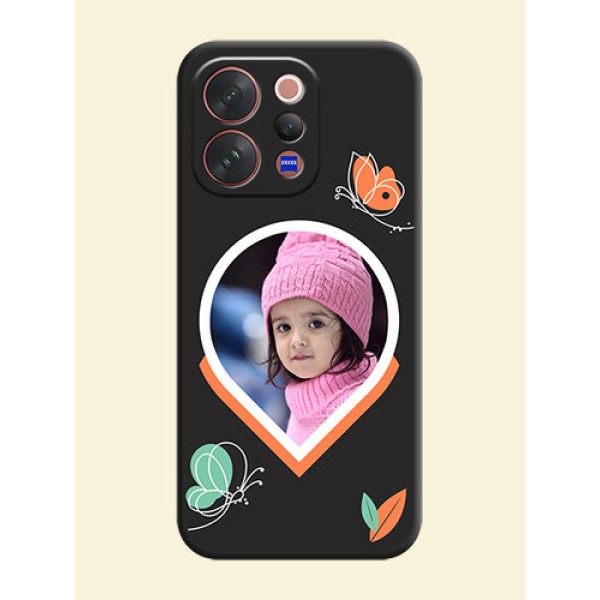 Upload Pic With Simple Butterly Design On Space Black Custom Soft Matte Mobile Back Cover - Vivo V70 Elite 5G Upload Pic With Simple Butterly Design On Space Black Custom Soft Matte Mobile Back Cover - Vivo V70 Elite 5G