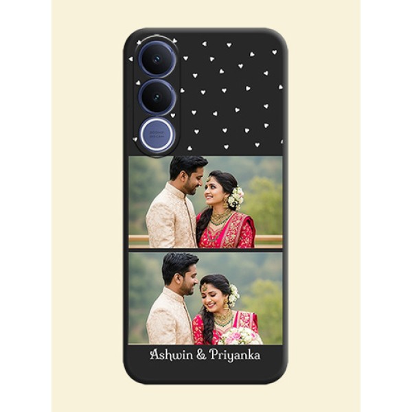Miniature Love Symbols with Name On Space Black Custom Soft Matte Mobile Back Cover - Vivo V70 Fe 5G Miniature Love Symbols with Name On Space Black Custom Soft Matte Mobile Back Cover - Vivo V70 Fe 5G