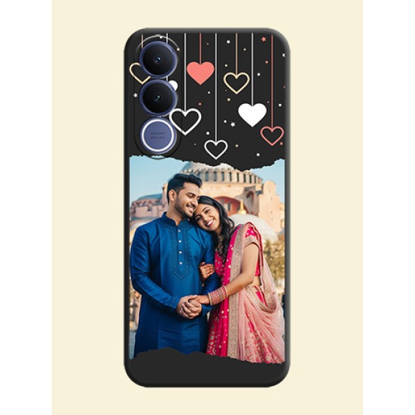 Love Hangings with Splash Wave Picture On Space Black Custom Soft Matte Mobile Back Cover - Vivo V70 Fe 5G Love Hangings with Splash Wave Picture On Space Black Custom Soft Matte Mobile Back Cover - Vivo V70 Fe 5G