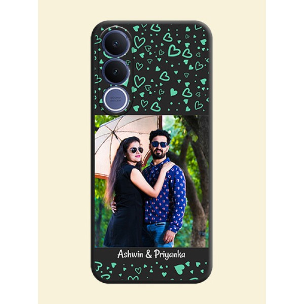Sea Green Indefinite Love Pattern on Photo On Space Black Custom Soft Matte Mobile Back Cover - Vivo V70 Fe 5G Sea Green Indefinite Love Pattern on Photo On Space Black Custom Soft Matte Mobile Back Cover - Vivo V70 Fe 5G
