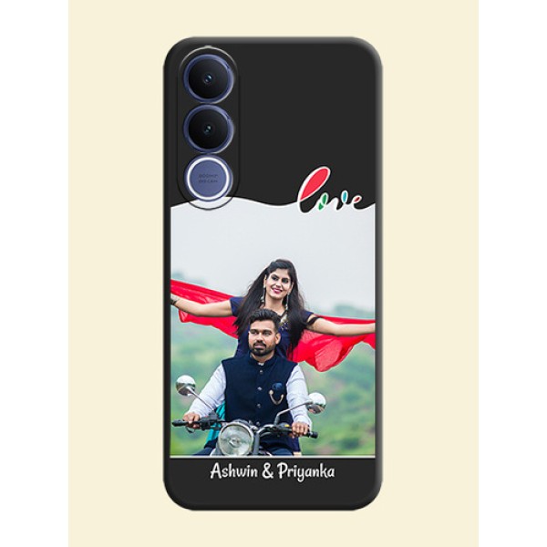 Fall in Love Pattern with Picture on Photo On Space Black Custom Soft Matte Mobile Back Cover - Vivo V70 Fe 5G Fall in Love Pattern with Picture on Photo On Space Black Custom Soft Matte Mobile Back Cover - Vivo V70 Fe 5G