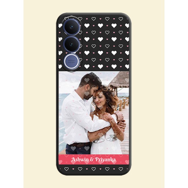 White Color Love Symbols with Text Design on Photo On Space Black Custom Soft Matte Mobile Back Cover - Vivo V70 Fe 5G White Color Love Symbols with Text Design on Photo On Space Black Custom Soft Matte Mobile Back Cover - Vivo V70 Fe 5G