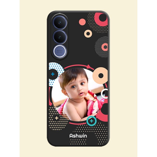 Multicoloured Round Image On Space Black Custom Soft Matte Mobile Back Cover - Vivo V70 Fe 5G