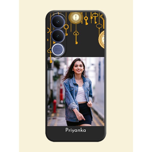 Decorative Design with Text On Space Black Custom Soft Matte Mobile Back Cover - Vivo V70 Fe 5G