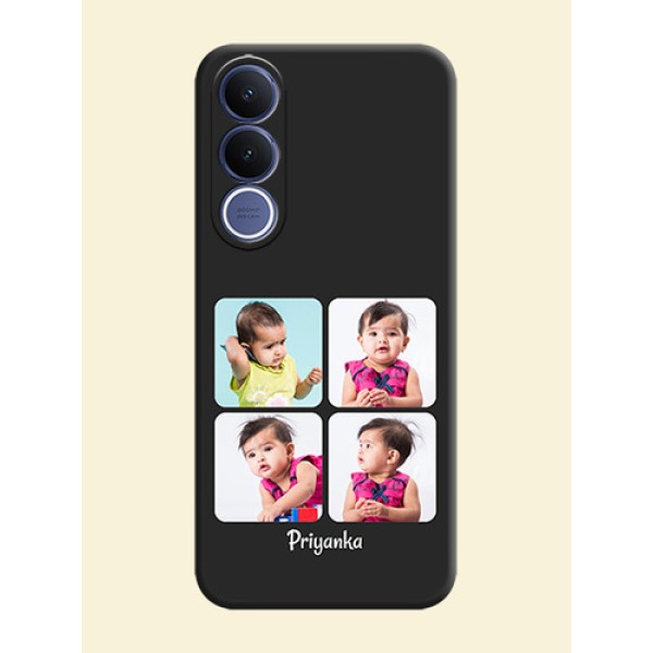 Floral Art with 6 Image Holder on Photo On Space Black Custom Soft Matte Mobile Back Cover - Vivo V70 Fe 5G Floral Art with 6 Image Holder on Photo On Space Black Custom Soft Matte Mobile Back Cover - Vivo V70 Fe 5G