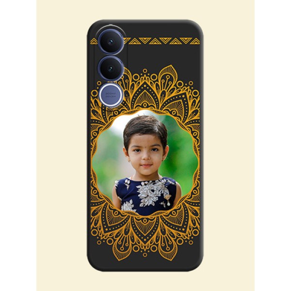 Round Image with Floral Design On Space Black Custom Soft Matte Mobile Back Cover - Vivo V70 Fe 5G Round Image with Floral Design On Space Black Custom Soft Matte Mobile Back Cover - Vivo V70 Fe 5G