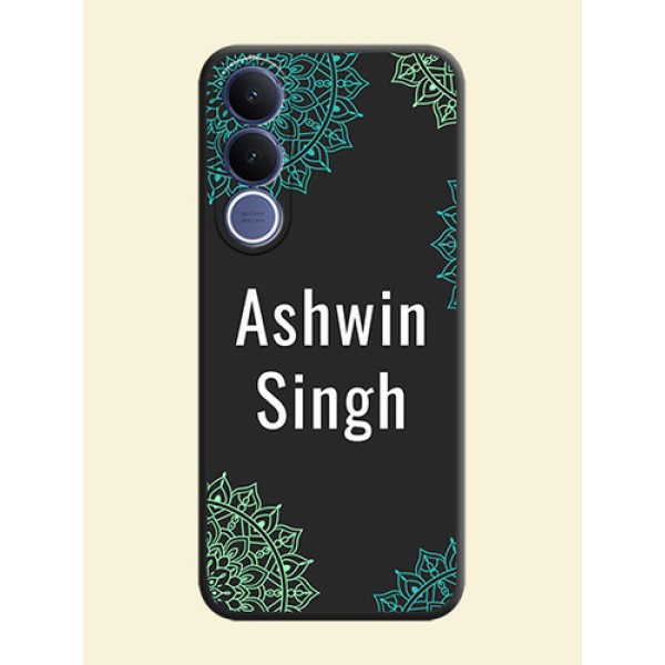 Your Name with Floral Design On Space Black Custom Soft Matte Mobile Back Cover - Vivo V70 Fe 5G Your Name with Floral Design On Space Black Custom Soft Matte Mobile Back Cover - Vivo V70 Fe 5G