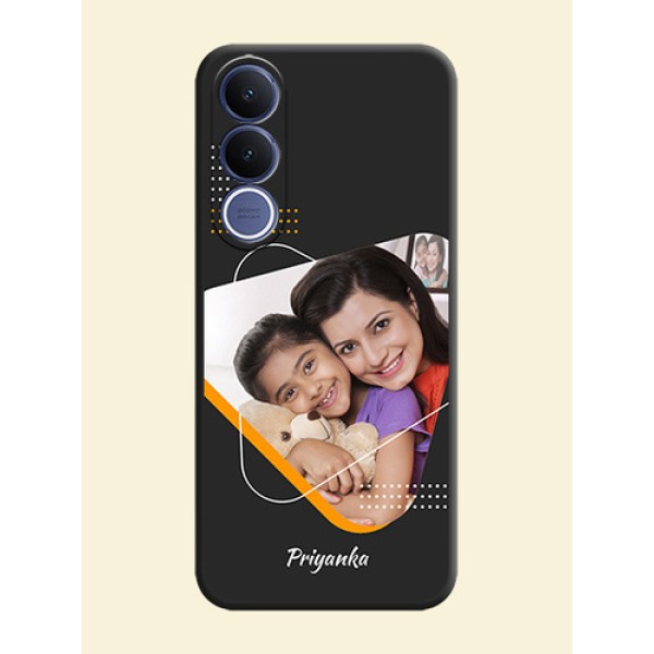 Yellow Triangle on Photo On Space Black Custom Soft Matte Mobile Back Cover - Vivo V70 Fe 5G Yellow Triangle on Photo On Space Black Custom Soft Matte Mobile Back Cover - Vivo V70 Fe 5G