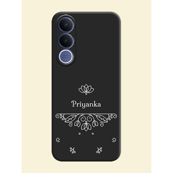 Lotus Garden Custom Text On Space Black Custom Soft Matte Mobile Back Cover - Vivo V70 Fe 5G Lotus Garden Custom Text On Space Black Custom Soft Matte Mobile Back Cover - Vivo V70 Fe 5G