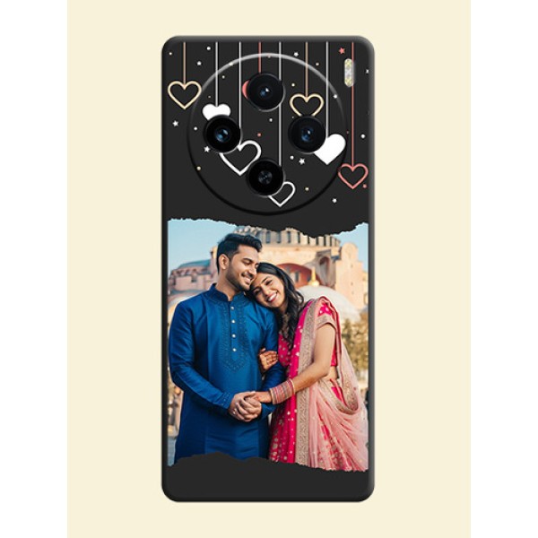 Love Hangings with Splash Wave Picture on Space Black Custom Soft Matte Phone Back Cover - Vivo X100 5G Love Hangings with Splash Wave Picture on Space Black Custom Soft Matte Phone Back Cover - Vivo X100 5G